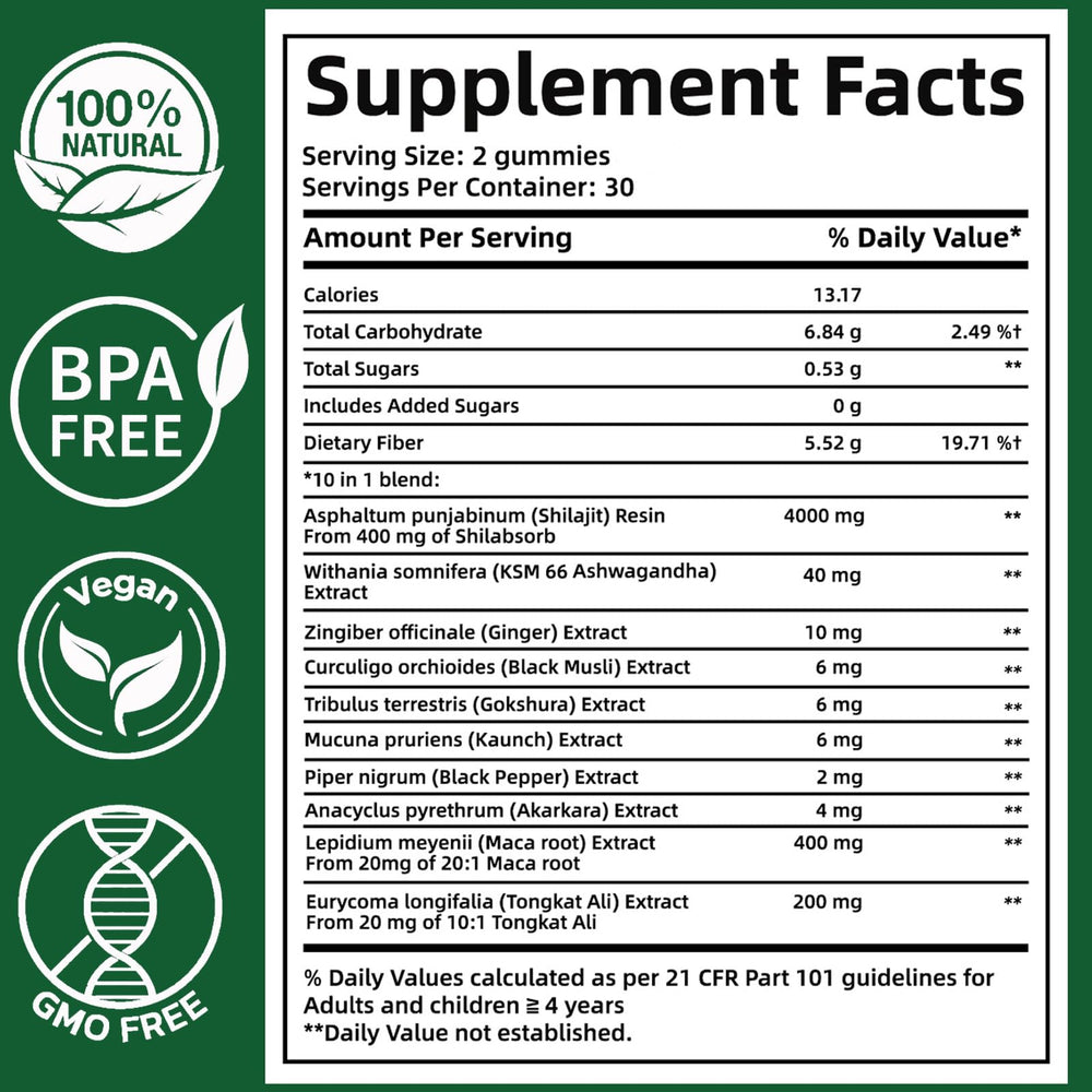 Gummies packaging with label visible highlighting natural ingredients