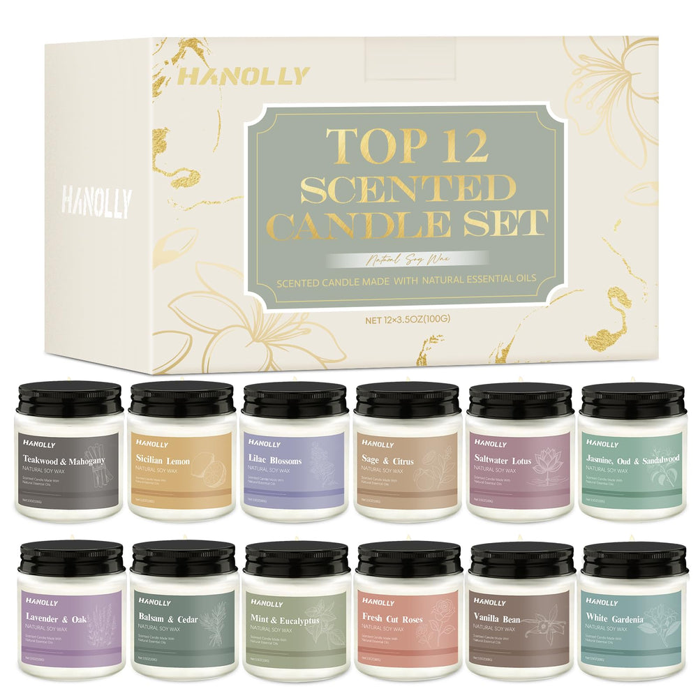 Hanolly 12-pack Sage & Citrus candles for uplifting home scent