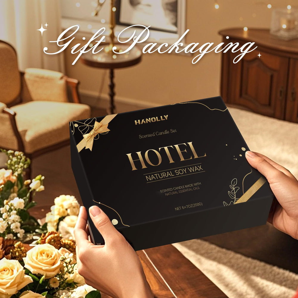 Hanolly Gift Box with hotel-inspired scents in a premium black box.