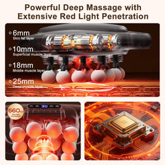 HANQUAN 16-head massage gun side view highlighting slim profile and control panel.