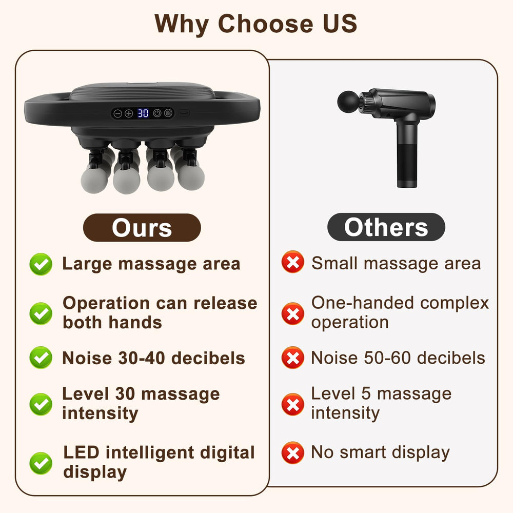 HANQUAN massage gun in use on back for targeted relief.