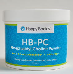 Happy Bodies HB-PC bottle pour shows easy daily use of phosphatidylcholine powder.