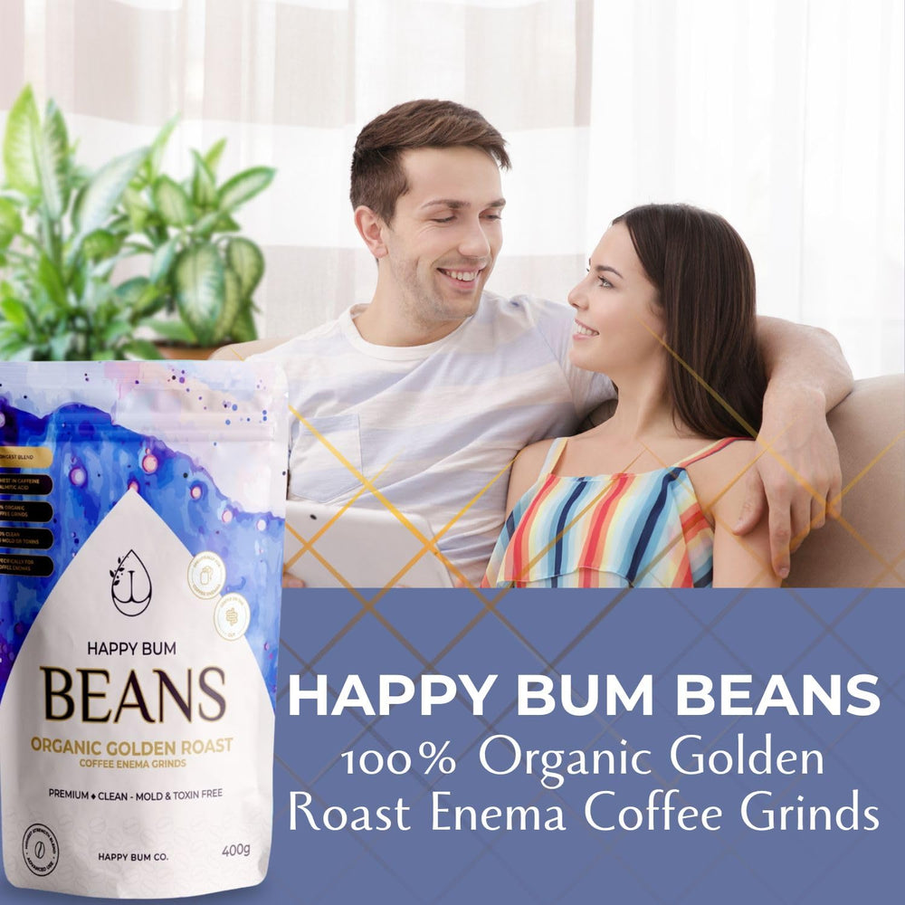 Close-up of Happy Bum Co Enema Coffee grinds showing rich texture