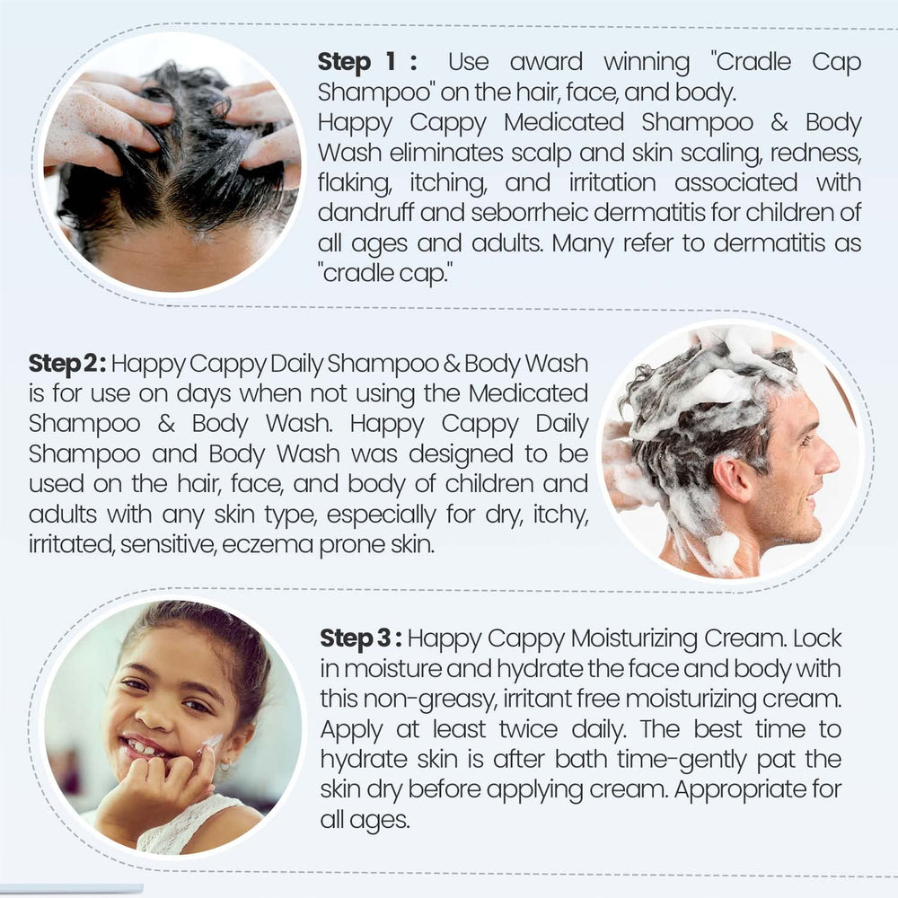 Happy Cappy fragrance-free label highlights allergy-friendly formula for kids.