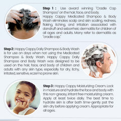 Happy Cappy fragrance-free label highlights allergy-friendly formula for kids.