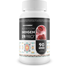 Happy Health Blood Flow Indigen S9 Pro bottle front view highlighting circulation support.