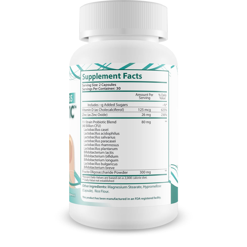 Happy Health Free Of Fungus Probiotic capsules illustrate daily support for nails and skin.