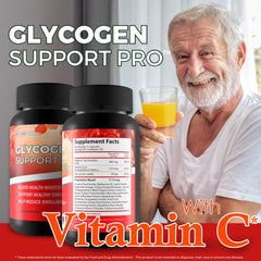 Happy Health Glycogen Support Pro bottle on a white desk signals premium USA-made quality