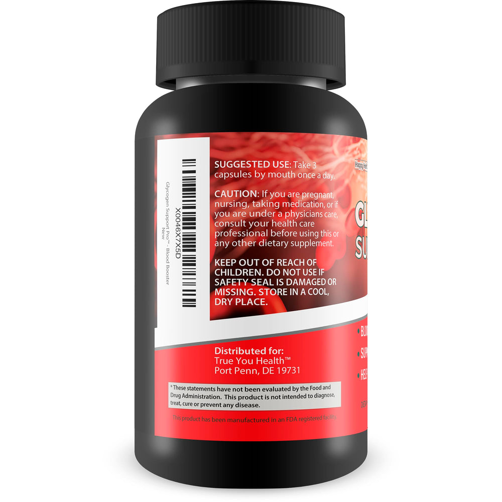 Happy Health Glycogen Support Pro capsules dispensing shows easy daily dosing