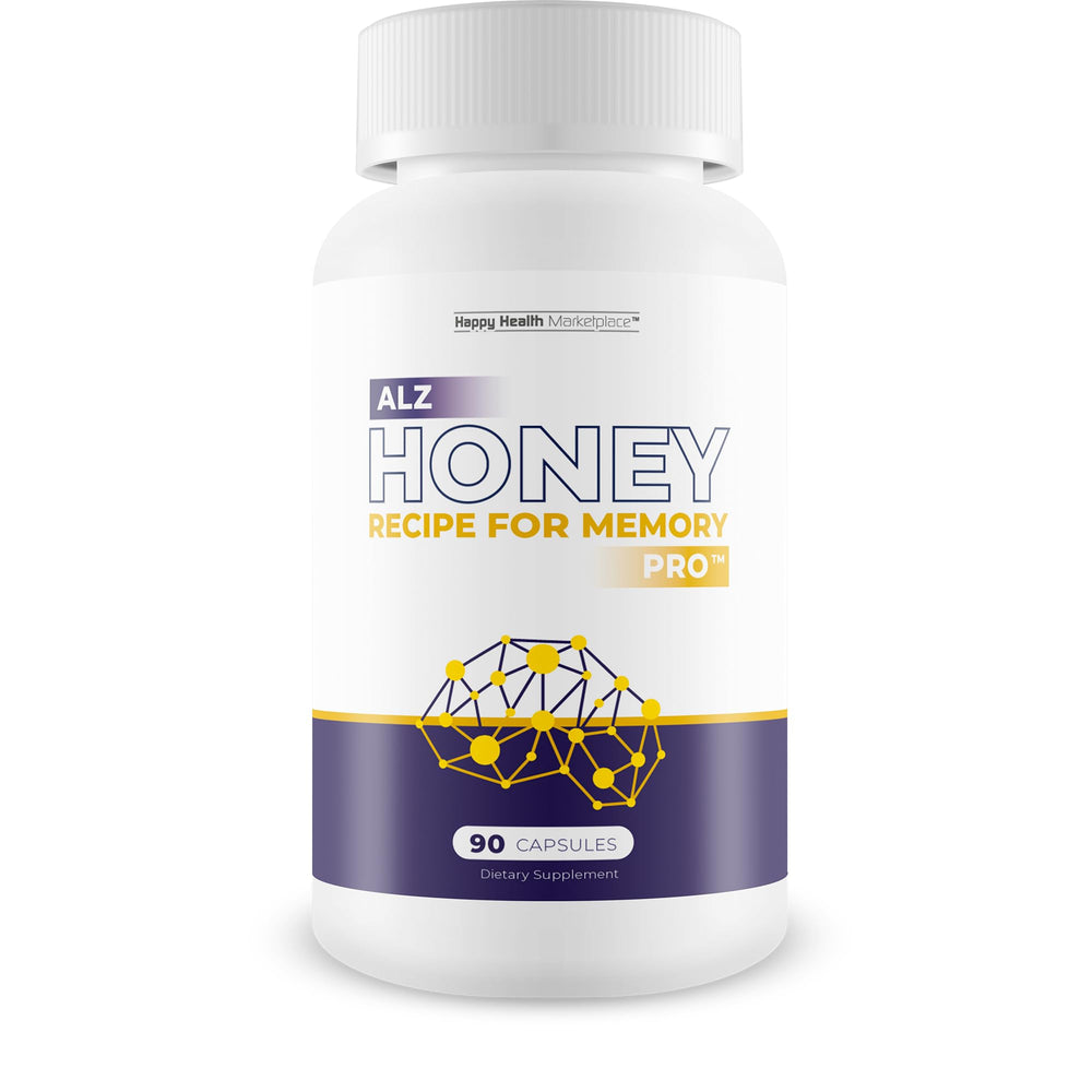 Happy Health Marketplace ALZ Memory bottle shown for daily brain support.