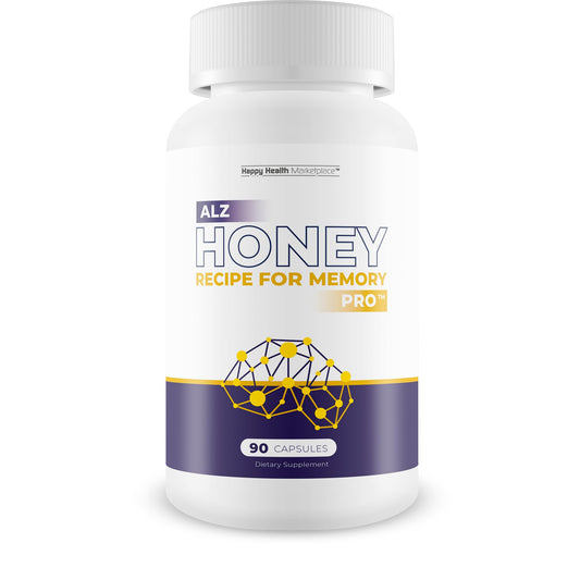 Happy Health Marketplace ALZ Memory bottle shown for daily brain support.