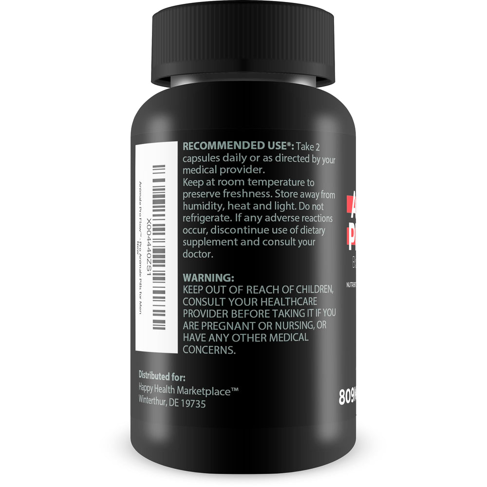 Happy Health Marketplace Animale Pro Flow pills neatly arranged for an active lifestyle.