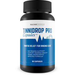 Happy Health Marketplace Tinnidrop Pro bottle supports daily ear health.