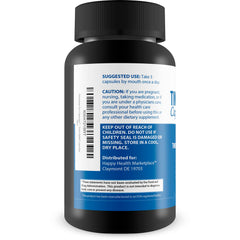 Happy Health Marketplace Tinnidrop Pro closeup shows soft capsules and herbal formula.