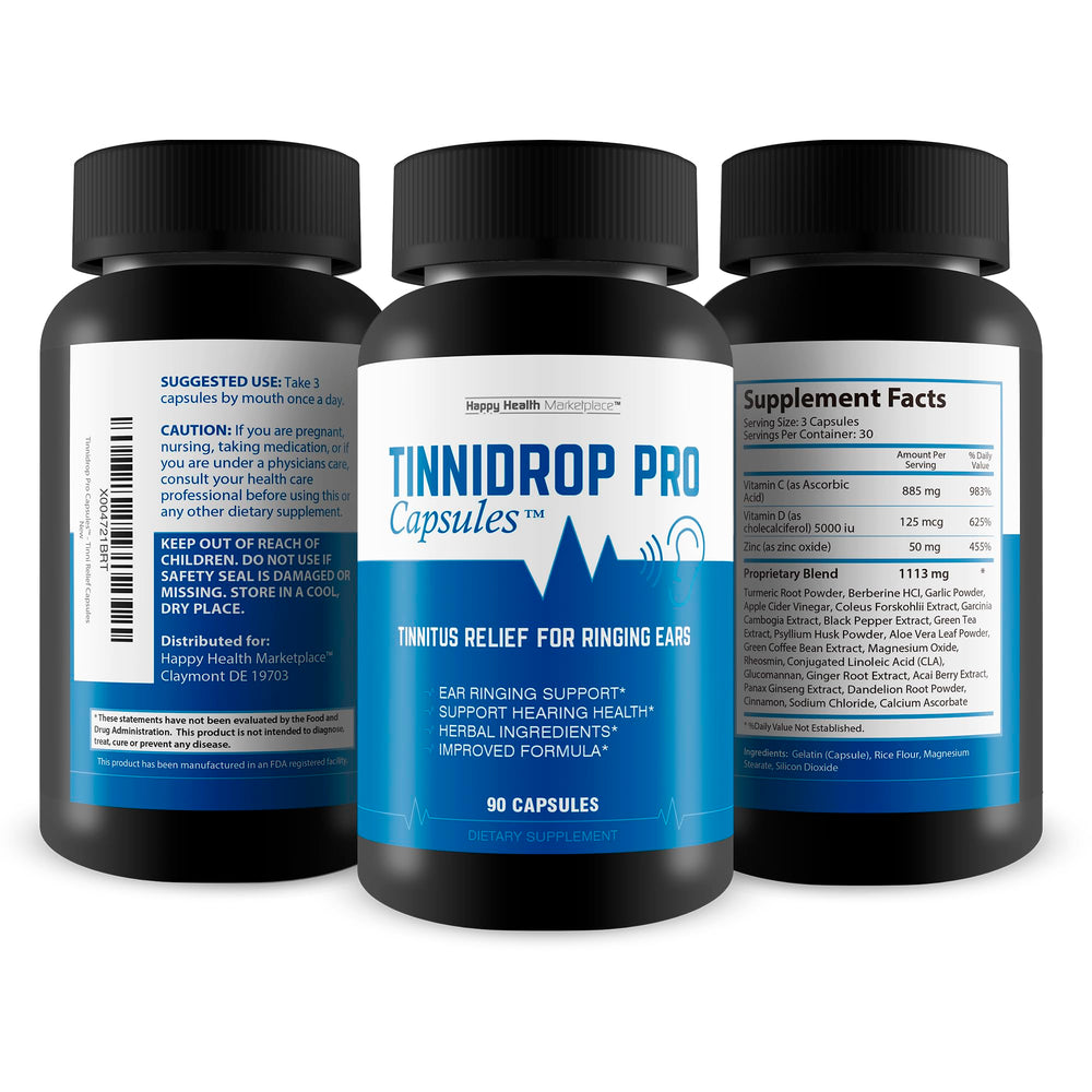Happy Health Marketplace Tinnidrop Pro pour demonstrates convenient daily dose.