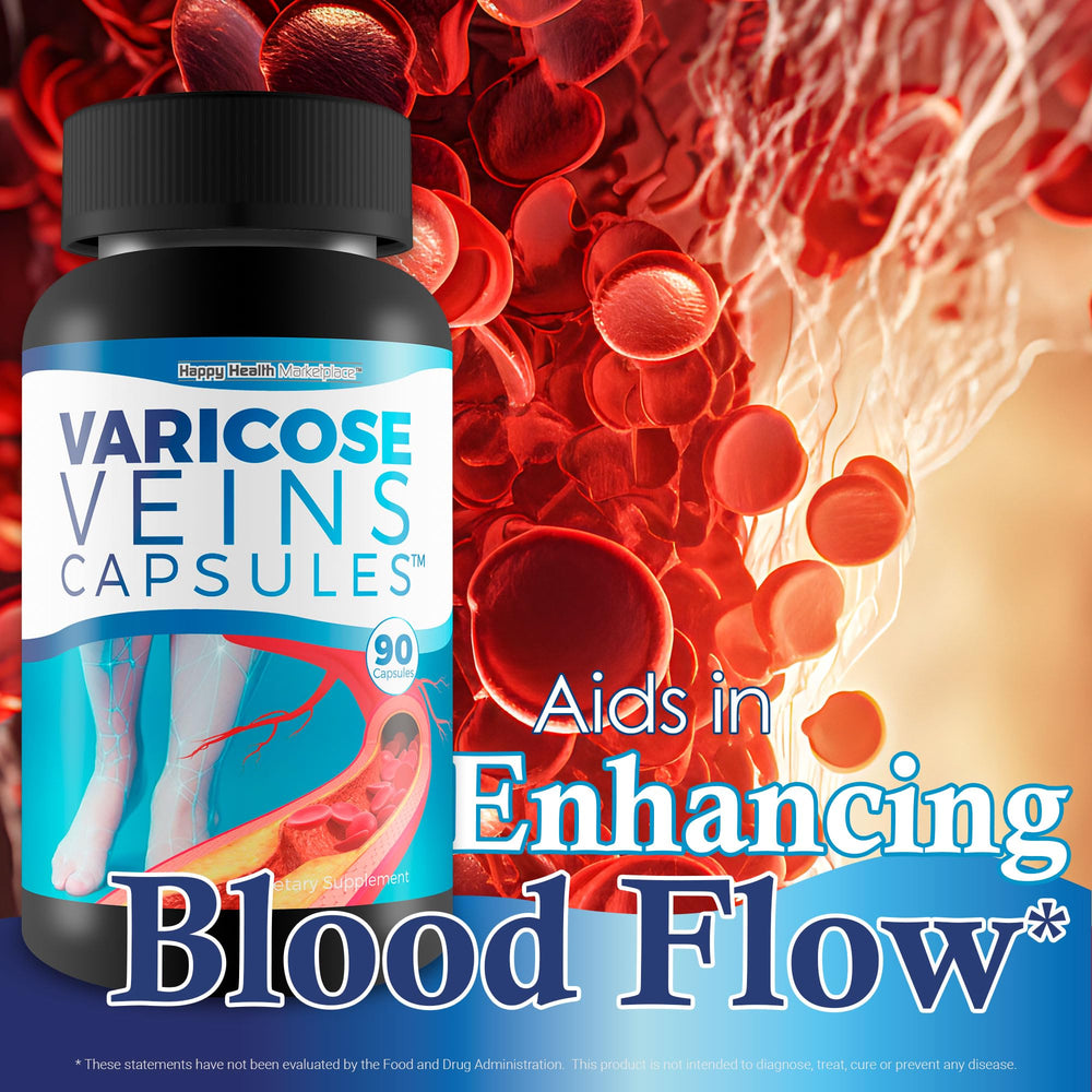 Bottle cap on Happy Health Marketplace Varicose Veins Capsules for quick daily use.