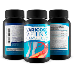 Held in hand, Happy Health Marketplace Varicose Veins Capsules for convenient daily support.