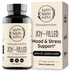 Happy Healthy Hippie Joy-Filled mood bottle showing plant-based calm support.