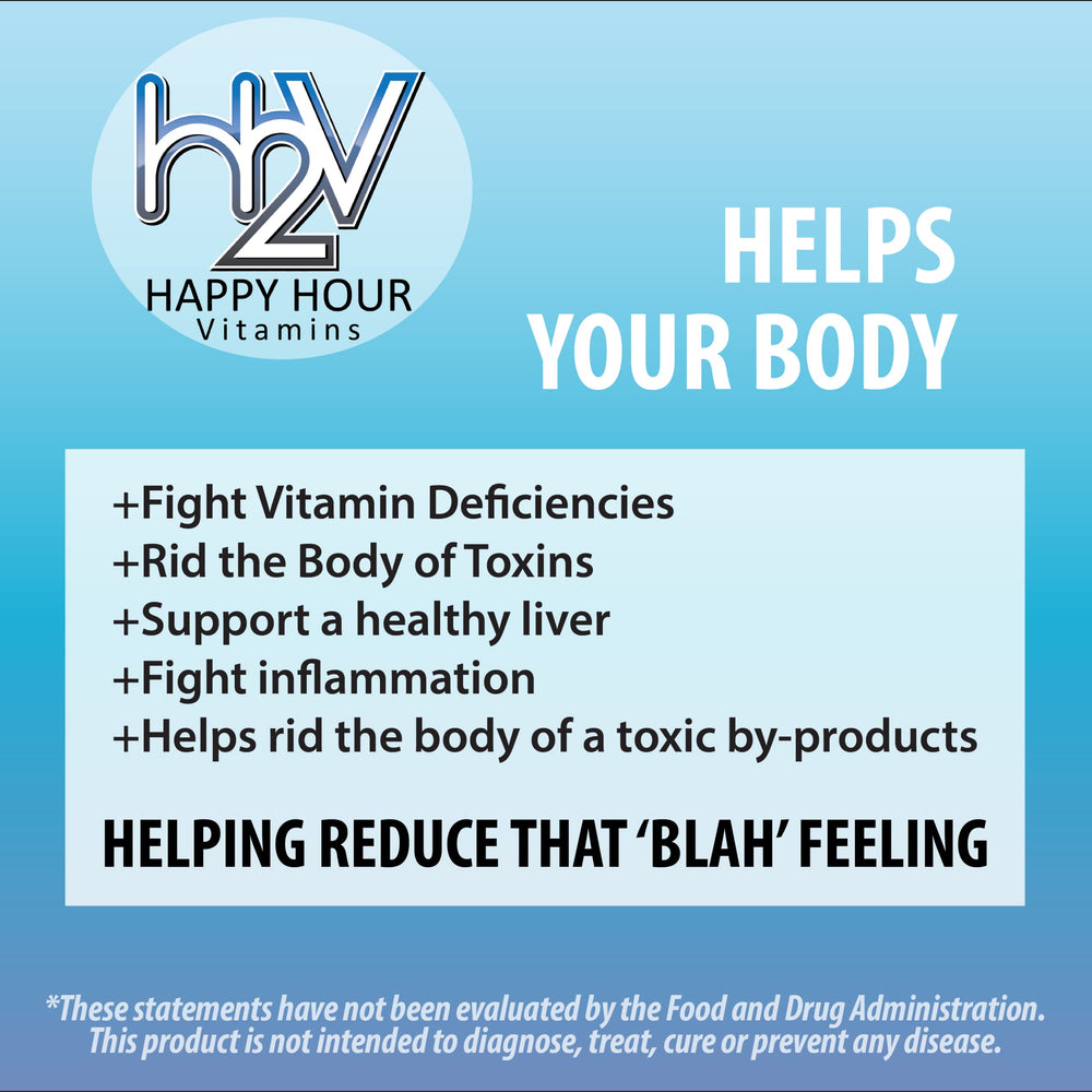 Happy Hour Vitamins bottle label closeup with blend details