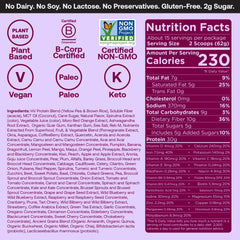 Happy Viking Berry Parfait nutrition facts highlighting 30g protein and 10g fiber.