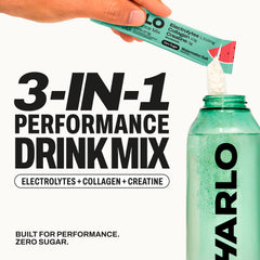 Harlo packaging for 15-stick watermelon flavor, convenient on-the-go hydration.