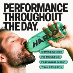 Harlo zero sugar claim on packaging appeals to health-conscious athletes.