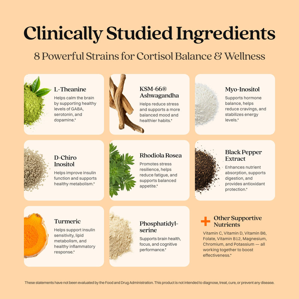 Glass of Harmonia Cortisol Cocktail with ice for evening relaxation.