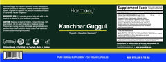 Harmony Kanchnar Guggul capsules closeup emphasizes size and easy swallowing.