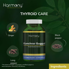 Harmony Kanchnar Guggul USA manufacturing label communicates GMP standards.