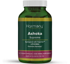 Harmony Nutraceuticals Ashoka Supreme Capsules bottle for daily wellness.