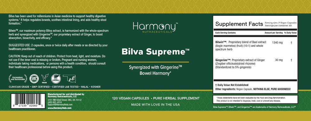 Harmony Bilva Supreme gingerine ingredient detail spotlighting absorption boost