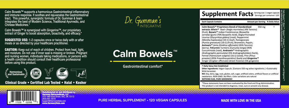 Harmony Nutraceuticals Gingerine extract vial boosting absorption in Calm Bowels.