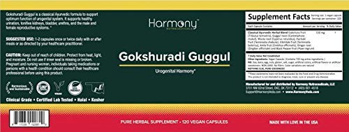 Harmony Nutraceuticals gokshuradi guggul packaging and label details