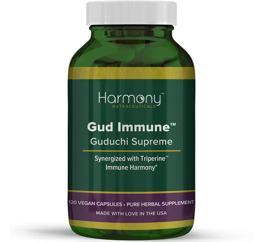 Harmony Nutraceuticals Guduchi Supreme bottle front for daily organic immune support.