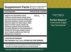 Harmony Nutraceuticals Punarnavadi Guggul label showcases pure, ethically sourced ingredients