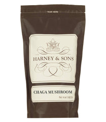 Harney & Sons Chaga tea sachets bulk pack, caffeine-free herbal tea for a calming moment.