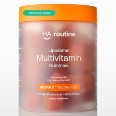 Haroutine liposomal multivitamin gummies in orange passion fruit bottle for daily immune support.