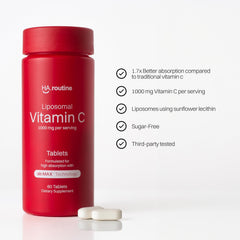 Haroutine liposomal vitamin C 1000mg bottle label emphasizes purity and testing