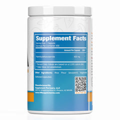 Palmitoylethanolamide capsules pour shot showing convenient daily dosage.