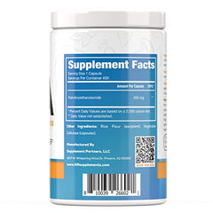 Harvest Naturals capsules closeup highlights smooth 400 mg PEA capsules.