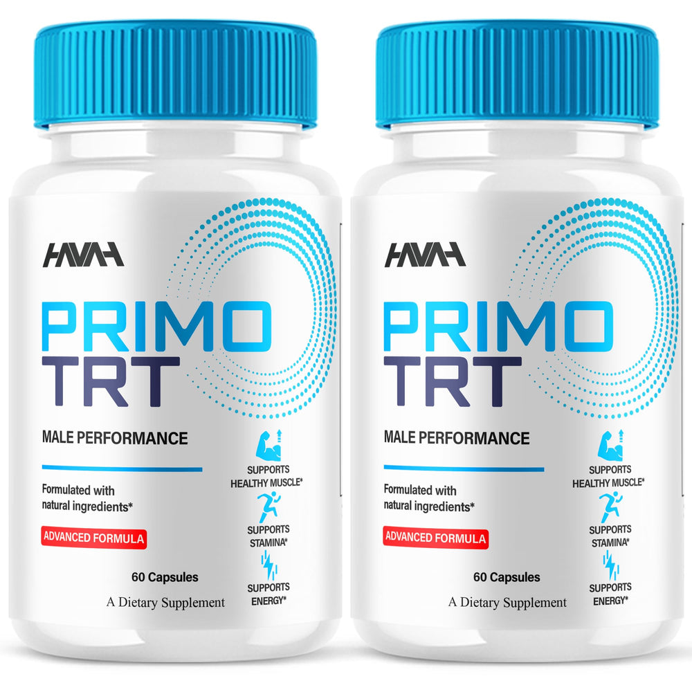 Havah Primo TRT bottle front shows daily wellness capsules