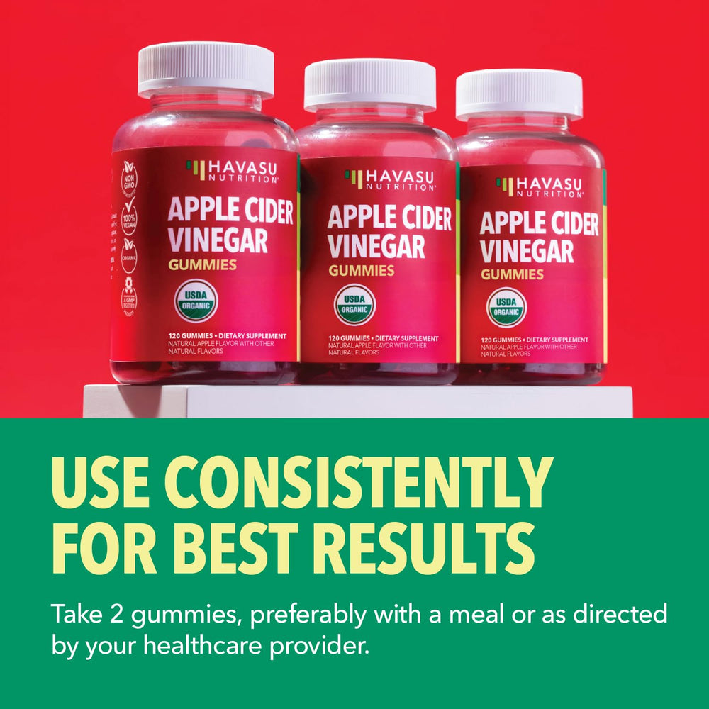 Havasu Nutrition Apple Cider Vinegar Gummies label emphasizing clean ingredients.