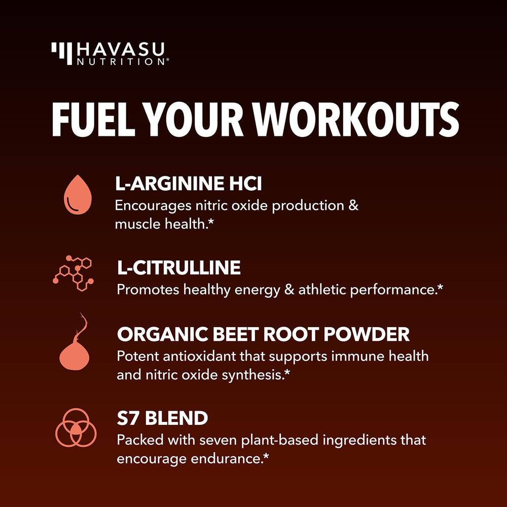 HAVASU NUTRITION Beet Root Boost highlights natural nitrate support for stamina.