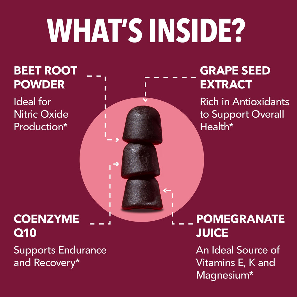 Gummy texture close-up ready to enjoy from Havasu Nutrition Beet Root Gummies.
