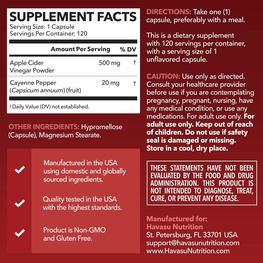 HAVASU NUTRITION cayenne pepper capsules add metabolic and digestive support.