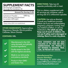 HAVASU NUTRITION colostrum capsules ready for daily use.