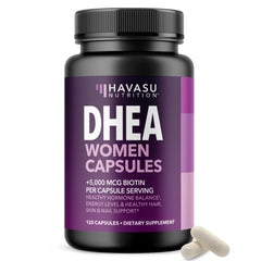 Havasu Nutrition DHEA Biotin capsule ideal for daily hair and nail support.