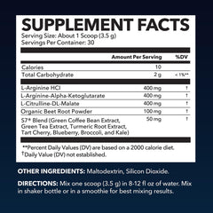 HAVASU NUTRITION L-Arginine powder beet root imagery highlights natural nitrates support.