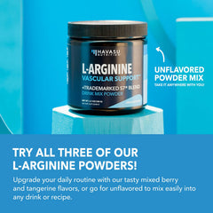 HAVASU NUTRITION L-Arginine powder mixed drink highlighting versatile flavor-neutral use.