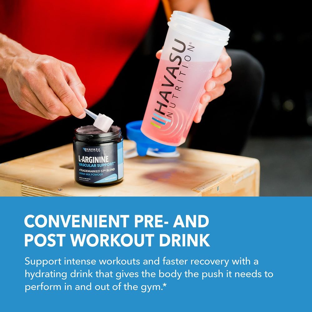 HAVASU NUTRITION L-Arginine powder S7 blend shown on label signals premium formula.